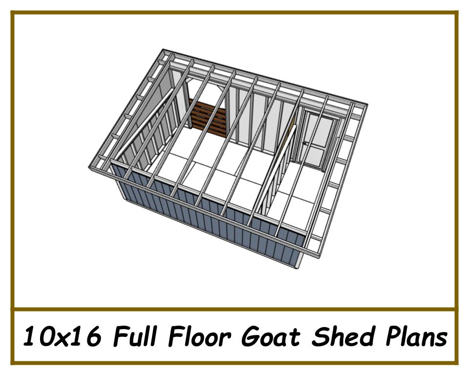 10x16 Goat Shed Plans w/ Full Floor-TriCityShedPlans