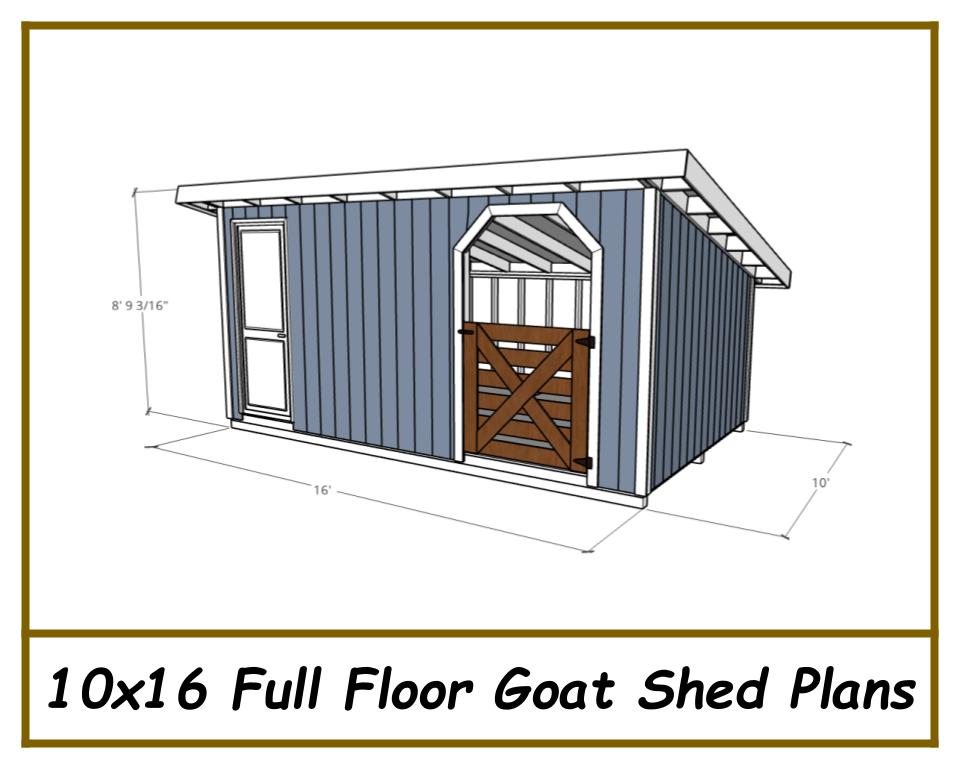 10x16 Goat Shed Plans w/ Full Floor-TriCityShedPlans