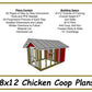 8x12 Chicken Coop Plans w/ Run-TriCityShedPlans