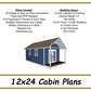 12x24 Gable Cabin Plans-TriCityShedPlans