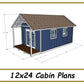 12x24 Gable Cabin Plans-TriCityShedPlans