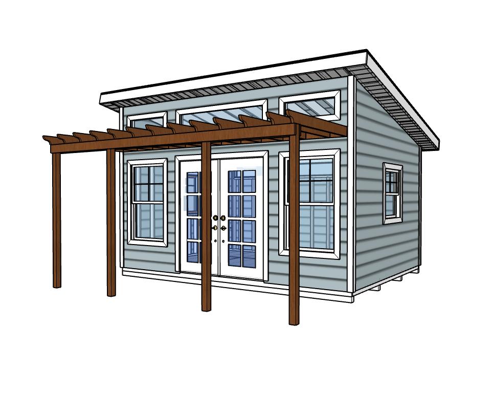 12x16 Guest House Plans-TriCityShedPlans