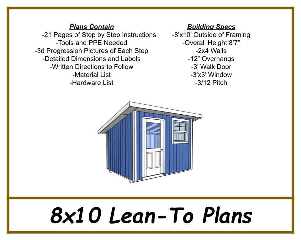 Lean-To Plans 8x10-TriCityShedPlans