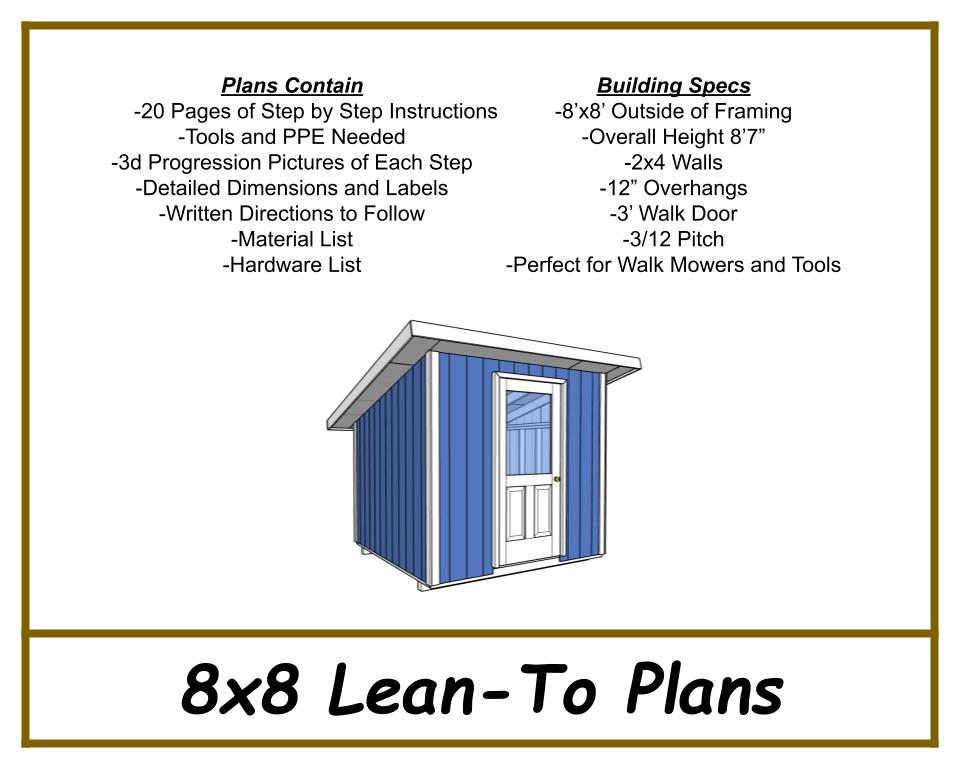 Lean-To Shed Plans 8x8-TriCityShedPlans