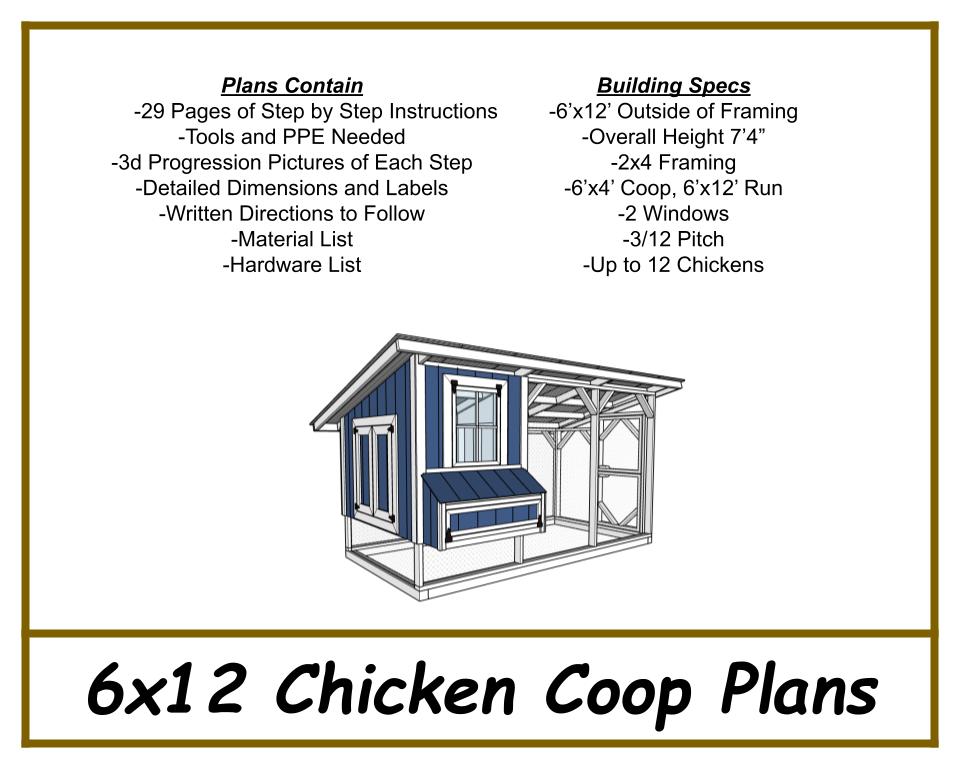 6x12 Chicken Coop Plans - PDF Download-TriCityShedPlans