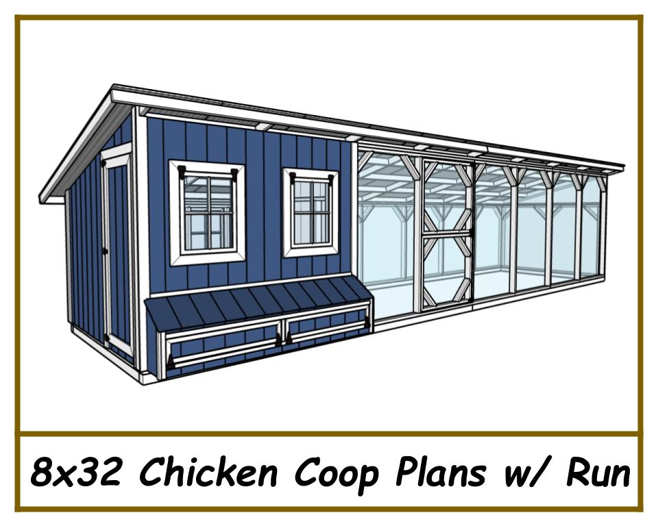 8x32 Chicken Coop Plans-TriCityShedPlans