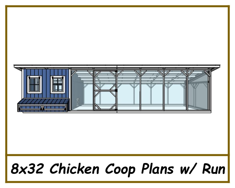 8x32 Chicken Coop Plans-TriCityShedPlans