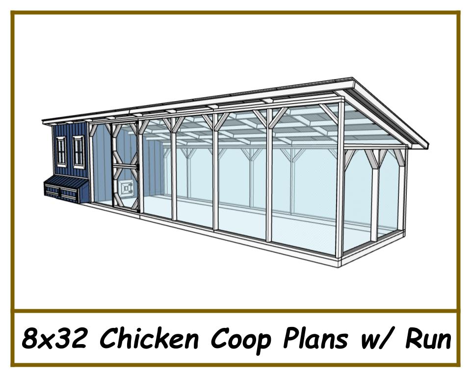 8x32 Chicken Coop Plans-TriCityShedPlans
