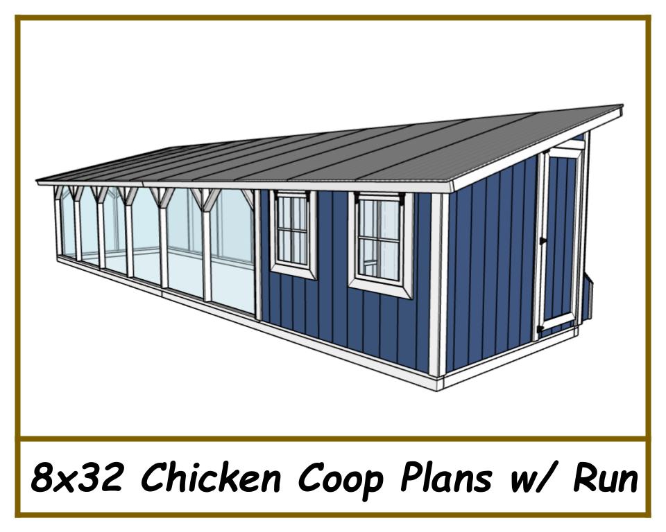 8x32 Chicken Coop Plans-TriCityShedPlans