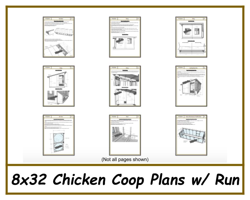 8x32 Chicken Coop Plans-TriCityShedPlans