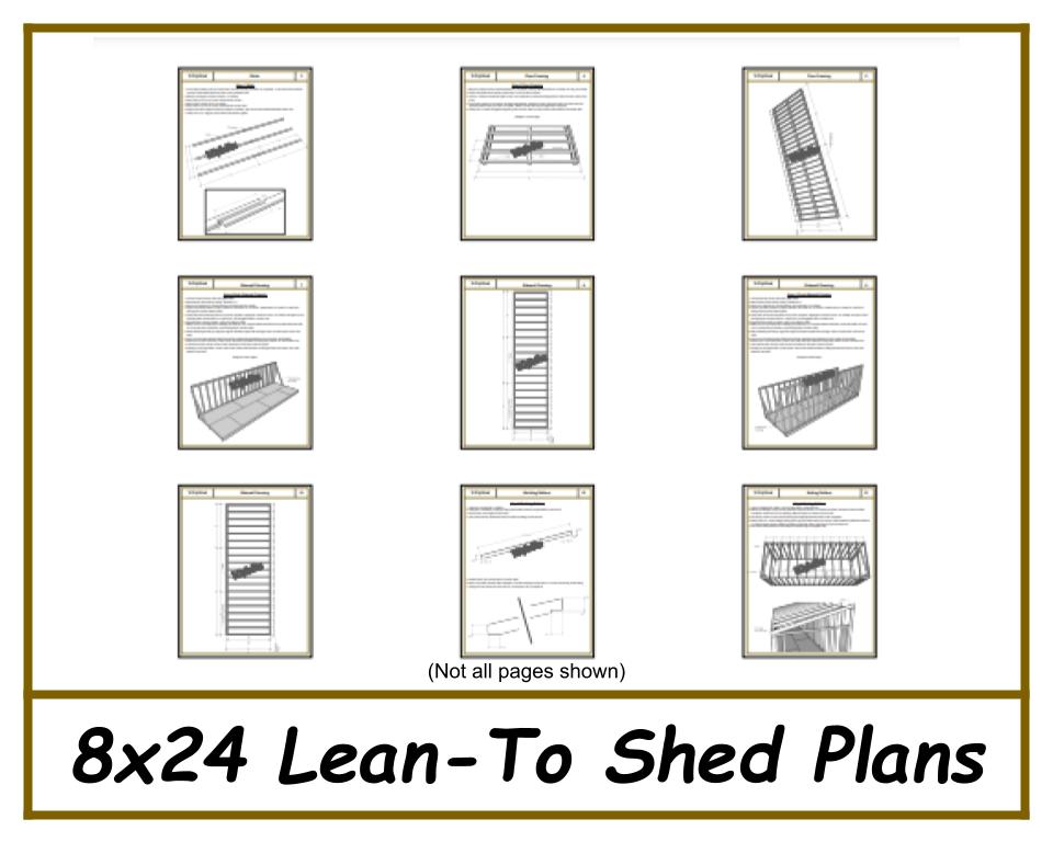 Lean-to Shed Plans 8x24 - PDF Download-TriCityShedPlans