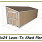 Lean-to Shed Plans 8x24 - PDF Download-TriCityShedPlans