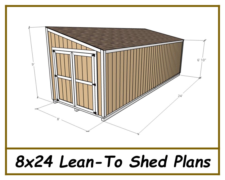 Lean-to Shed Plans 8x24 - PDF Download-TriCityShedPlans
