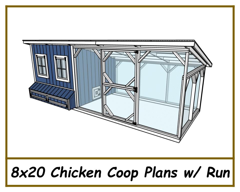8x20 Chicken Coop Plans with Run - PDF Download