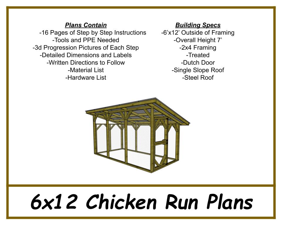 6x12 Chicken Run Plans-TriCityShedPlans