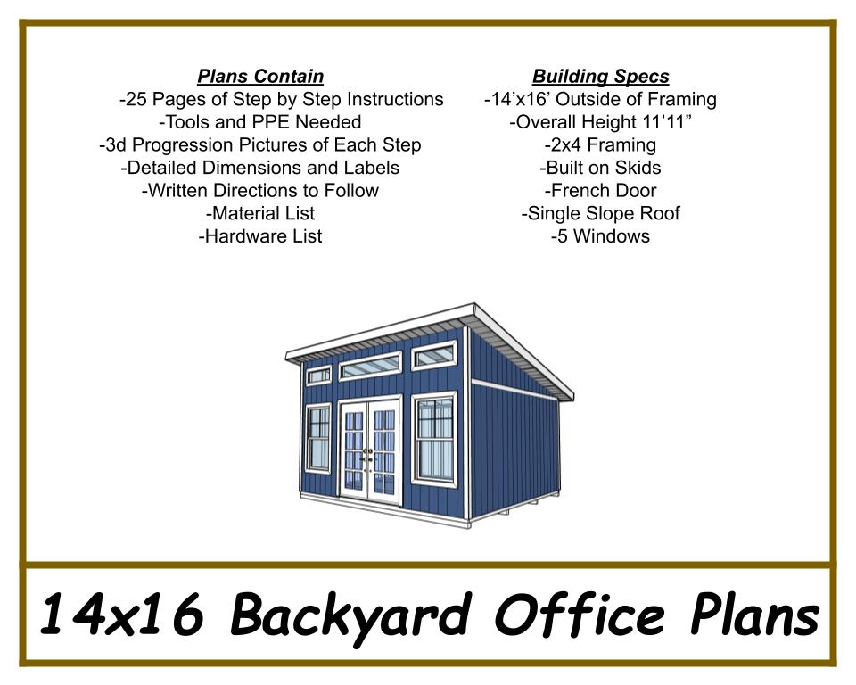 14x16 Backyard Office Plans-TriCityShedPlans