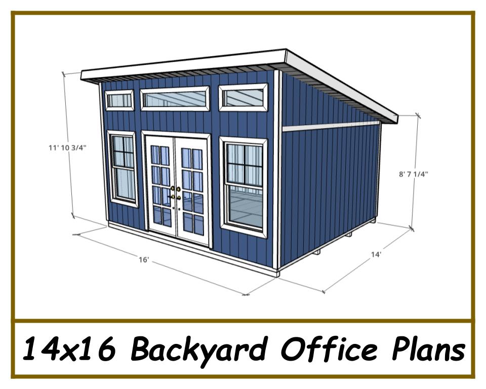 14x16 Backyard Office Plans-TriCityShedPlans