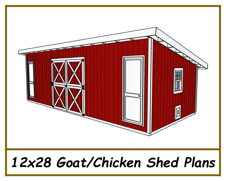 12x28 Goat Shed/Chicken Coop Combo-TriCityShedPlans