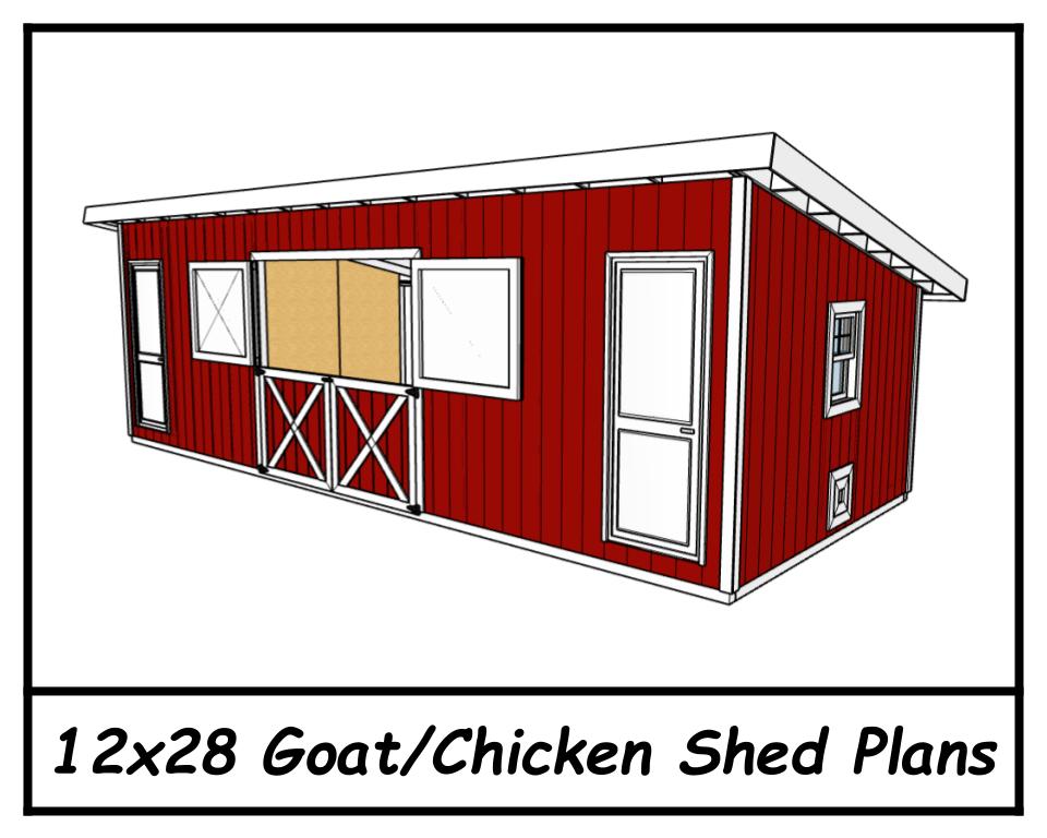 12x28 Goat Shed/Chicken Coop Combo-TriCityShedPlans