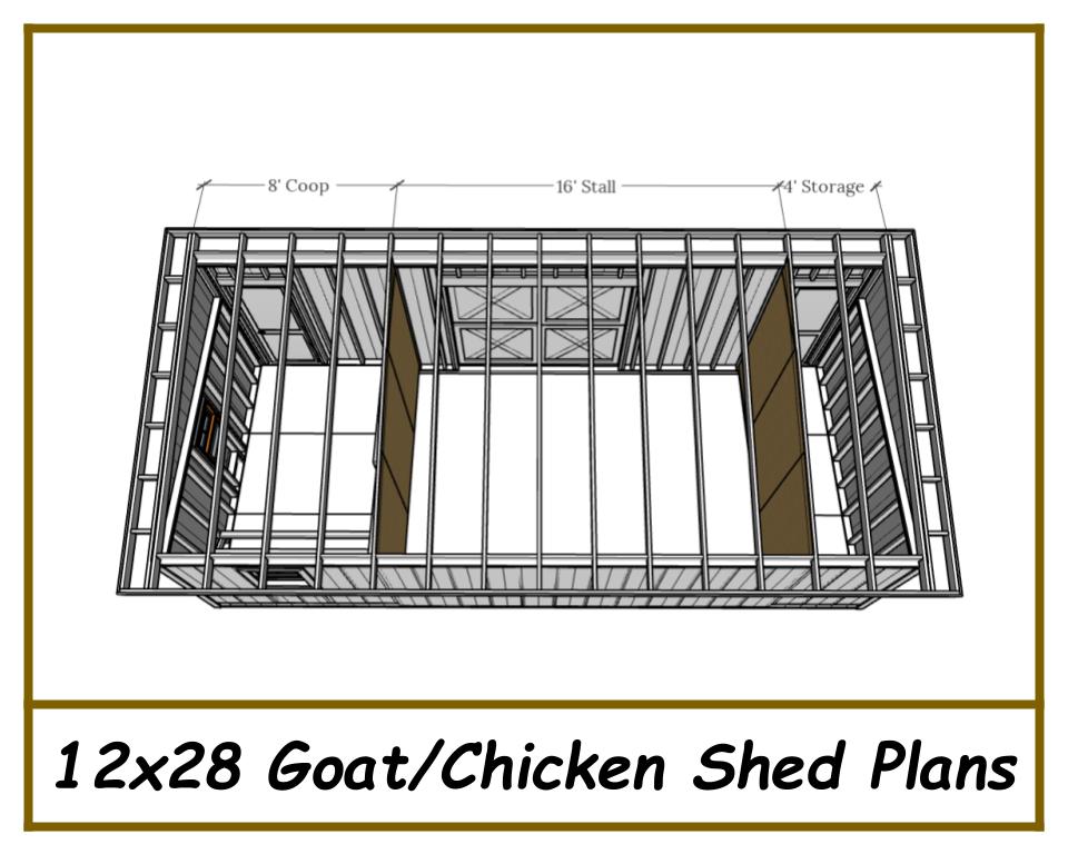 12x28 Goat Shed/Chicken Coop Combo-TriCityShedPlans