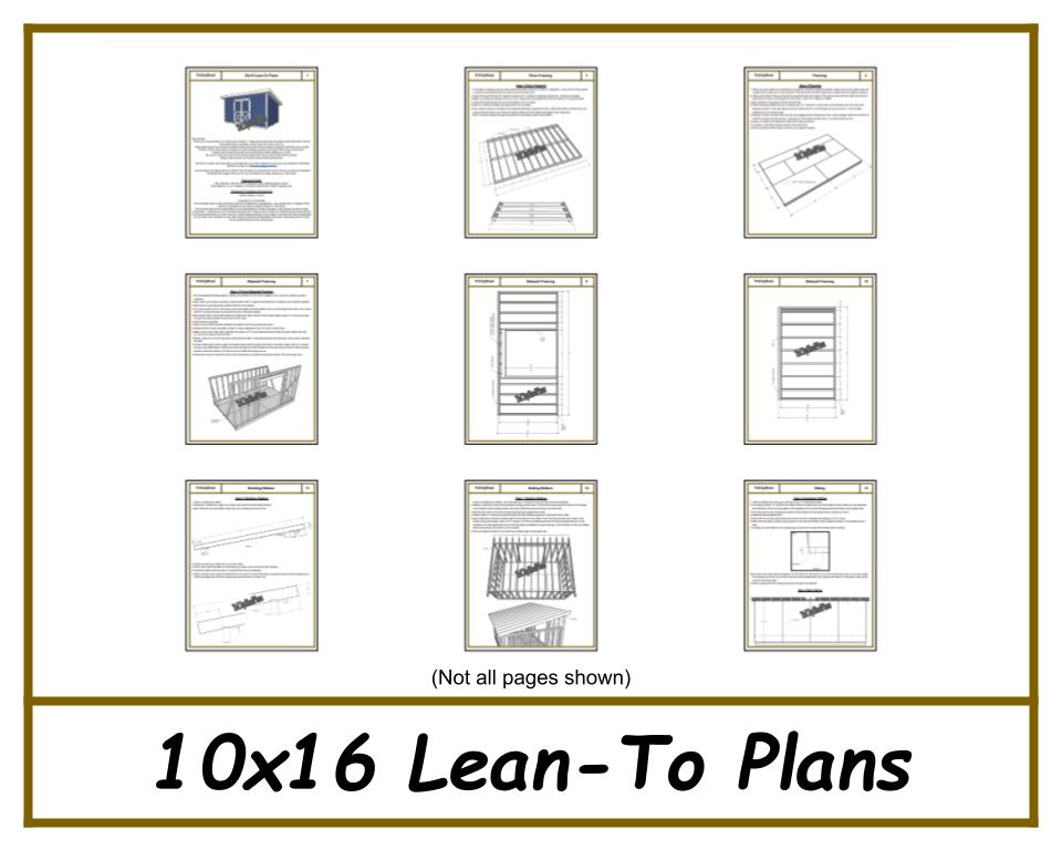10x16 Lean-To Plans-TriCityShedPlans