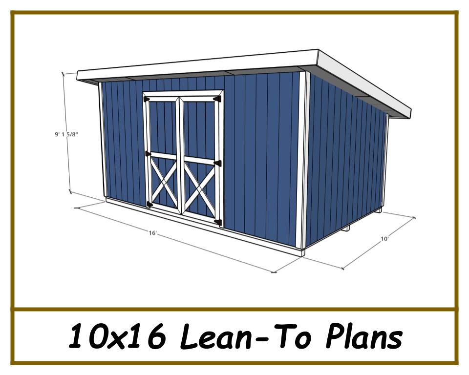 10x16 Lean-To Plans-TriCityShedPlans