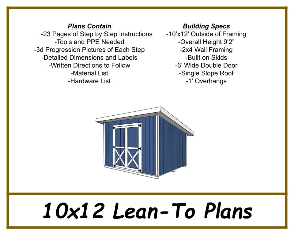 10x12 Lean-To Shed-TriCityShedPlans