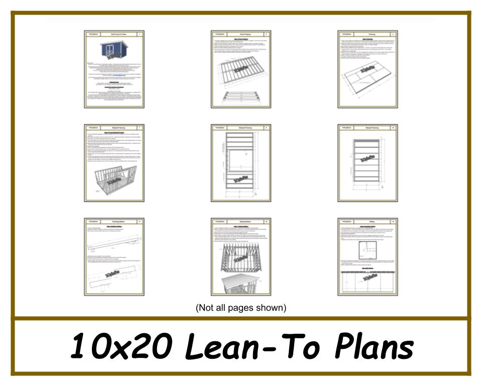 10x20 Lean-To Shed Plans-TriCityShedPlans