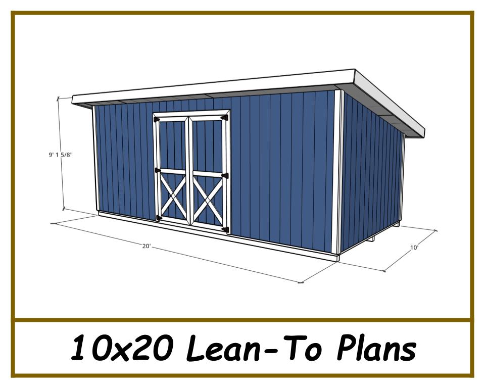 10x20 Lean-To Shed Plans-TriCityShedPlans
