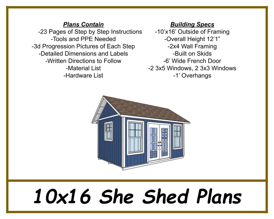 10x16 She Shed Plans-TriCityShedPlans