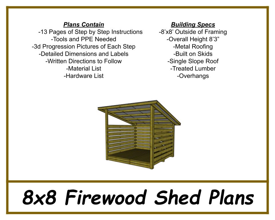 8x8 Firewood Shed Plans-TriCityShedPlans