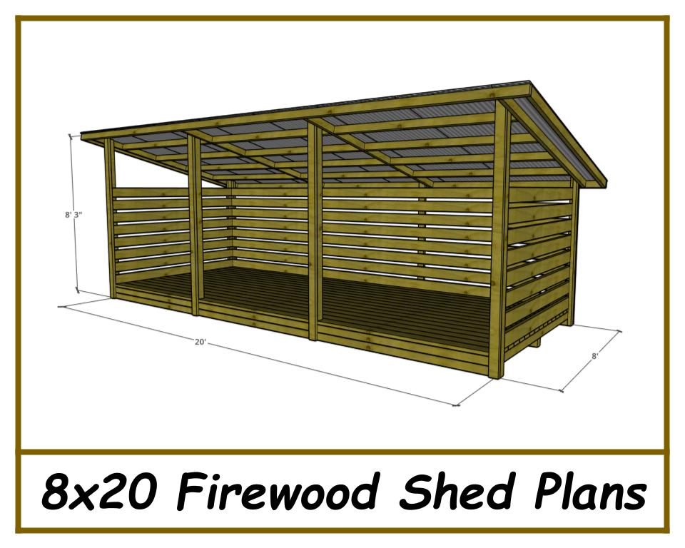 8x20 Firewood Shed Plans-TriCityShedPlans