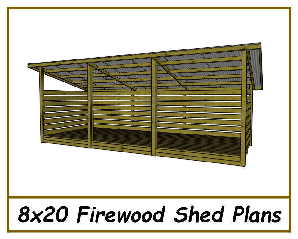8x20 Firewood Shed Plans-TriCityShedPlans