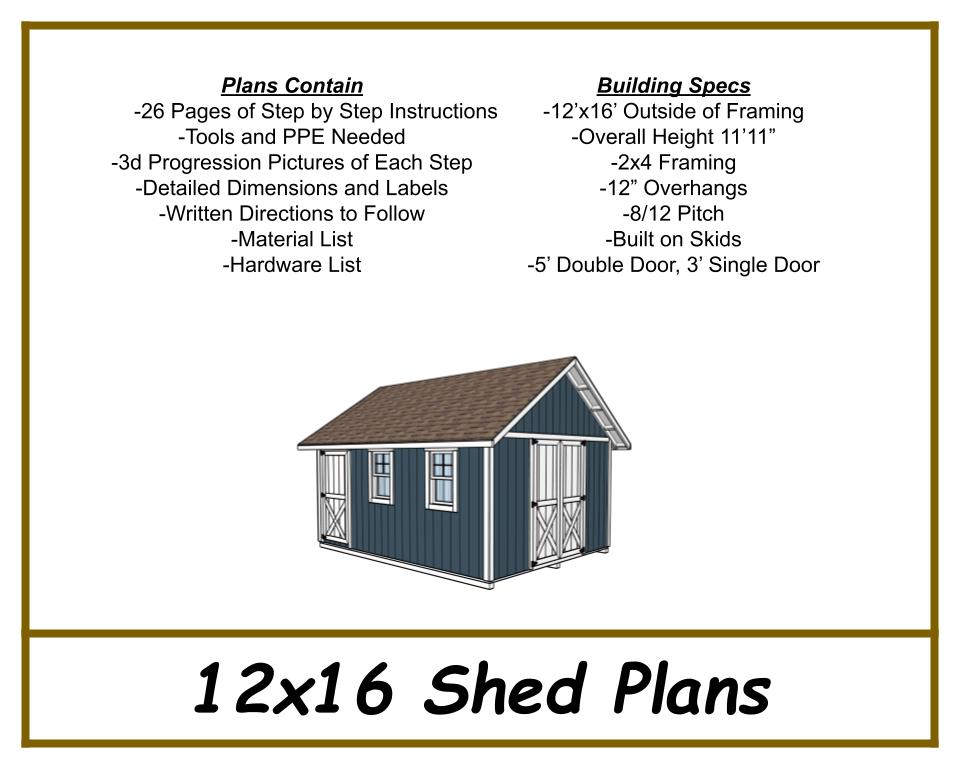 12x16 Storage Shed Plans-TriCityShedPlans