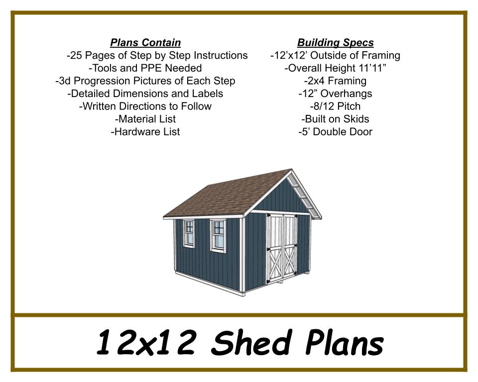12x12 Storage Shed Plans-TriCityShedPlans