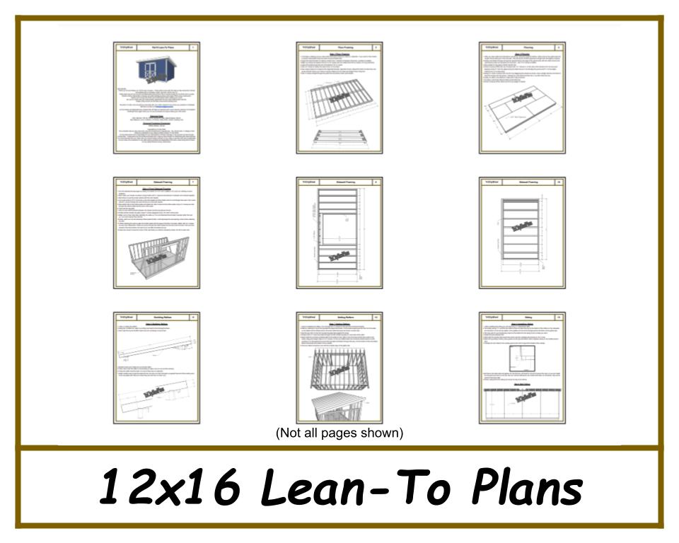 12x16 Lean-To Shed Plans-TriCityShedPlans