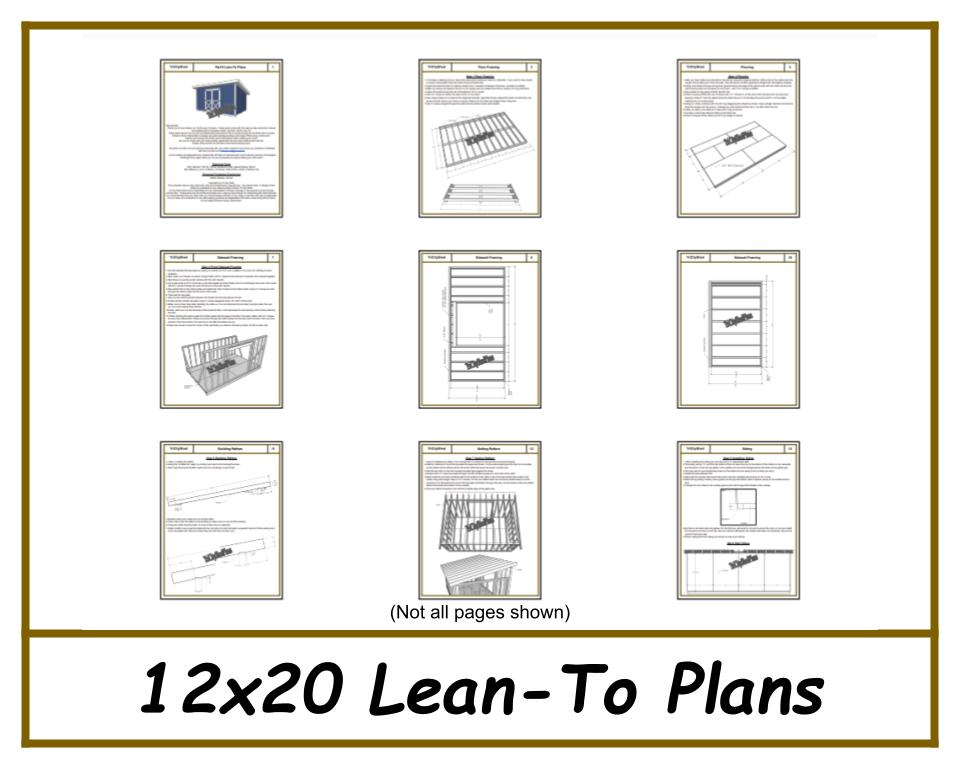 12x20 Lean-To Shed Plans-TriCityShedPlans