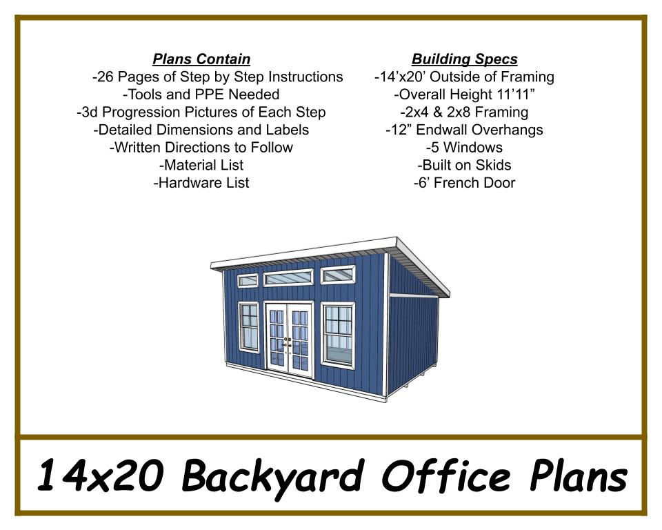 14x20 Backyard Office Plans-TriCityShedPlans