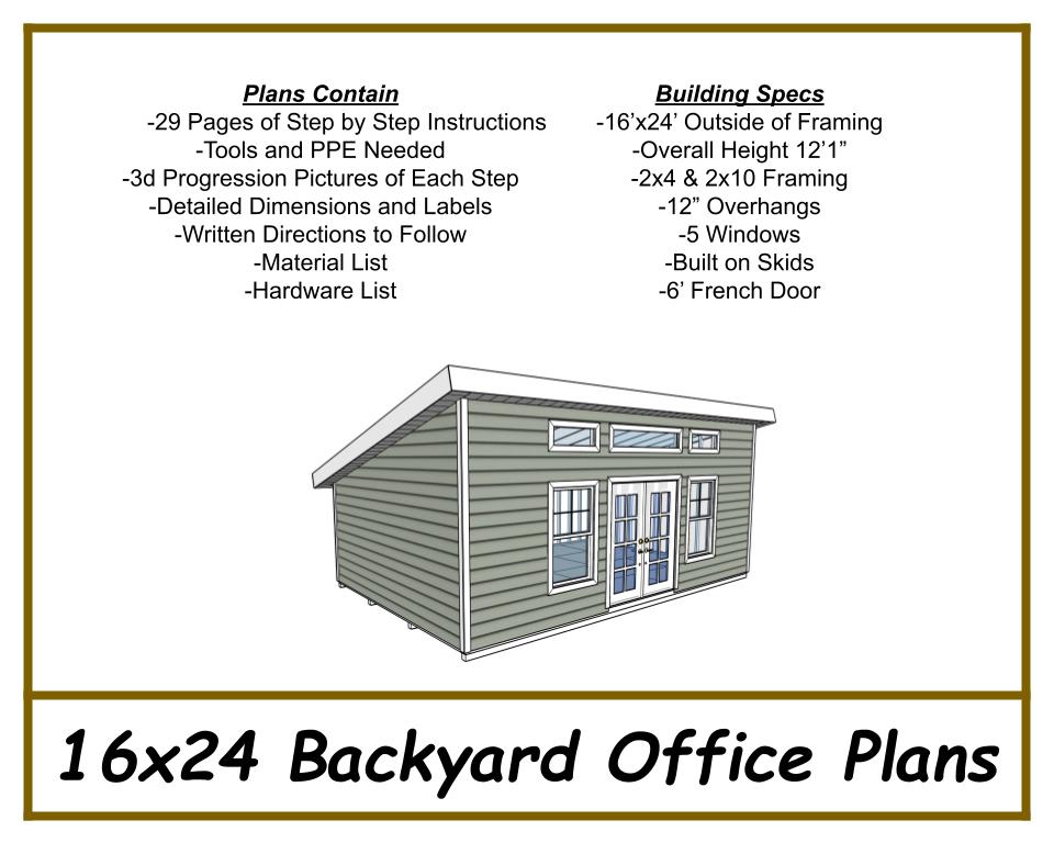 16x24 Office Shed Plans-TriCityShedPlans