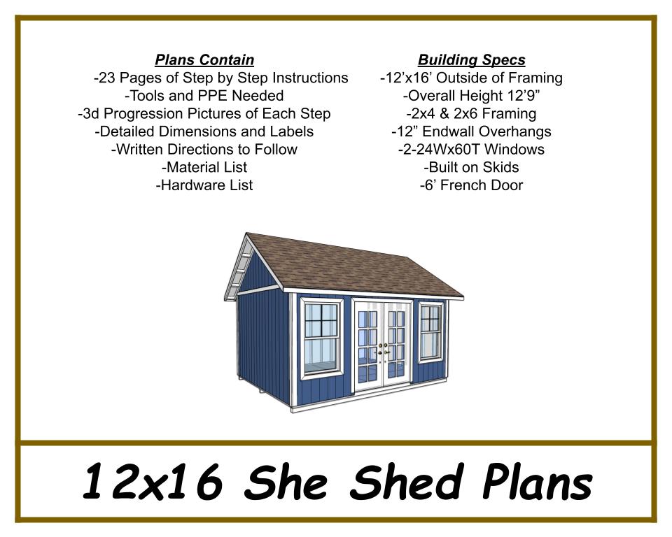 12x16 She Shed Plans-TriCityShedPlans