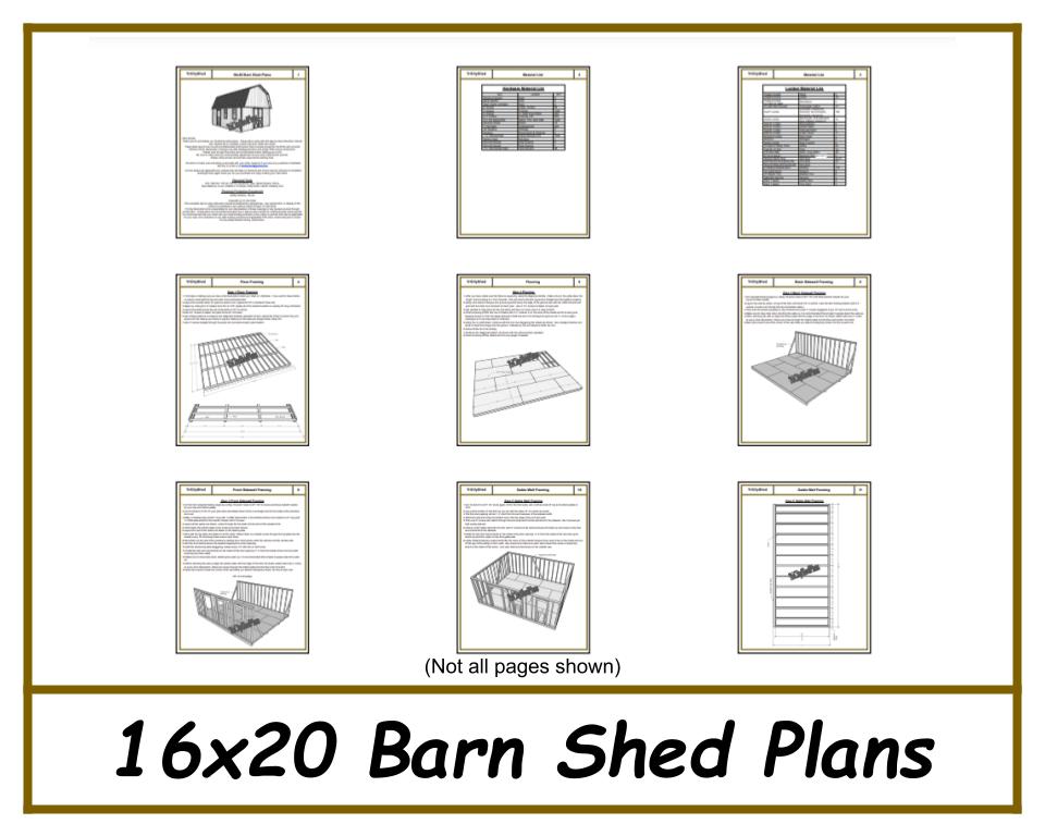 16x20 Barn Shed Plans-TriCityShedPlans