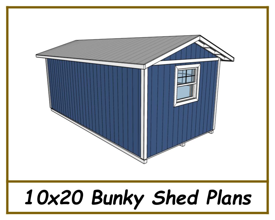 10x20 Bunky Shed Plans-TriCityShedPlans