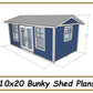 10x20 Bunky Shed Plans-TriCityShedPlans