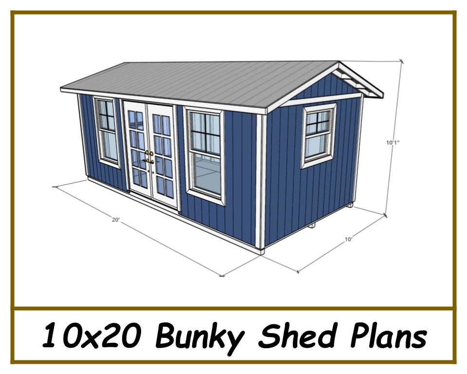 10x20 Bunky Shed Plans-TriCityShedPlans