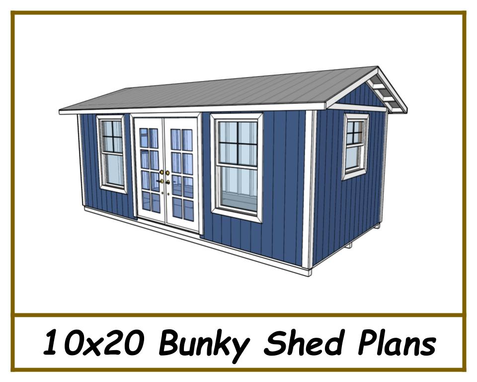10x20 Bunky Shed Plans-TriCityShedPlans