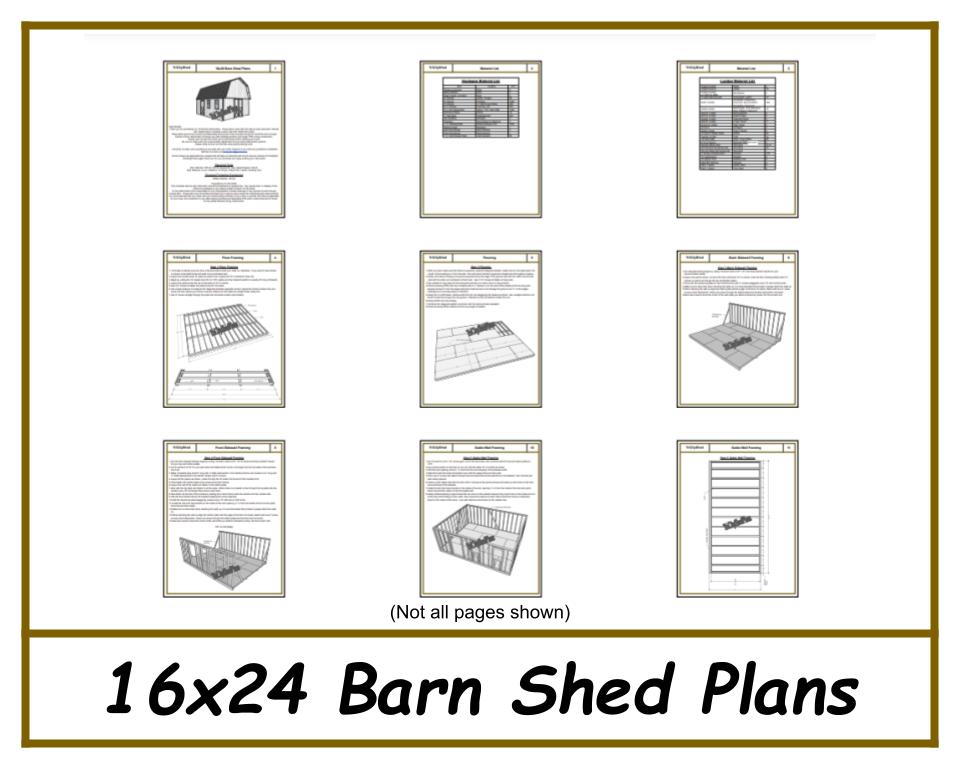 16x24 Barn Shed Plans-TriCityShedPlans