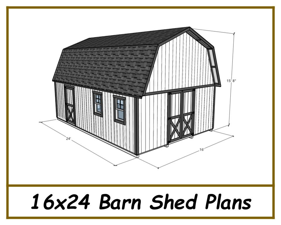 16x24 Barn Shed Plans-TriCityShedPlans