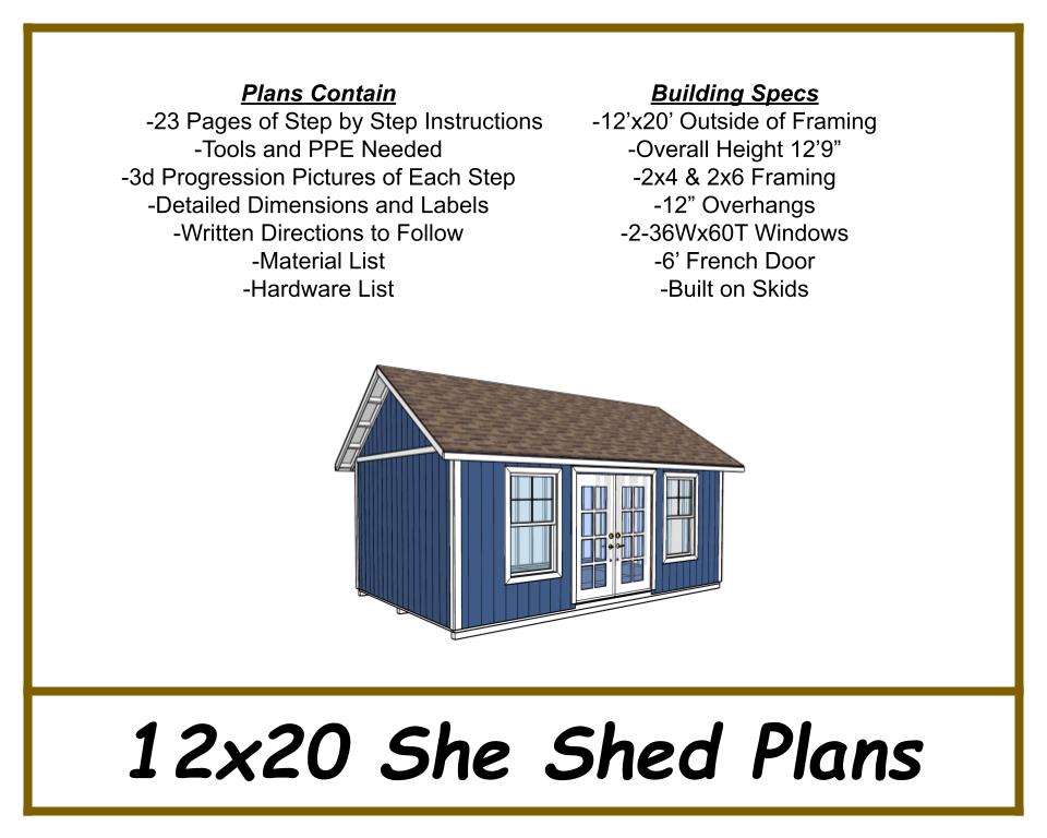 12x20 She Shed Plans-TriCityShedPlans
