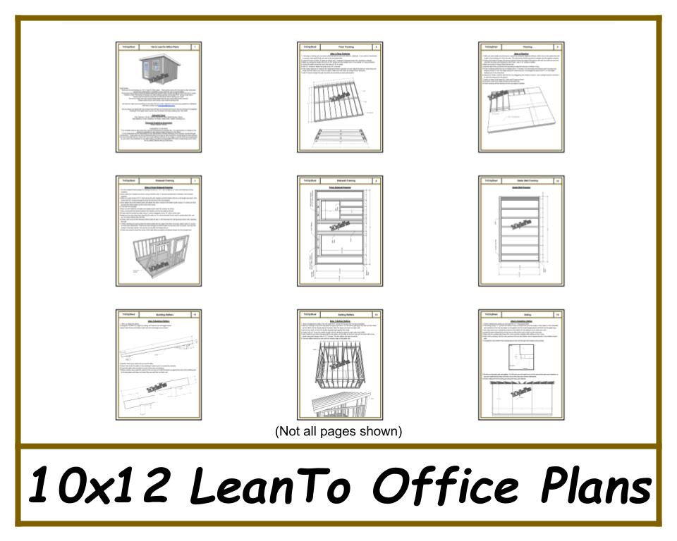 10x12 Lean To Office Shed Plans-TriCityShedPlans