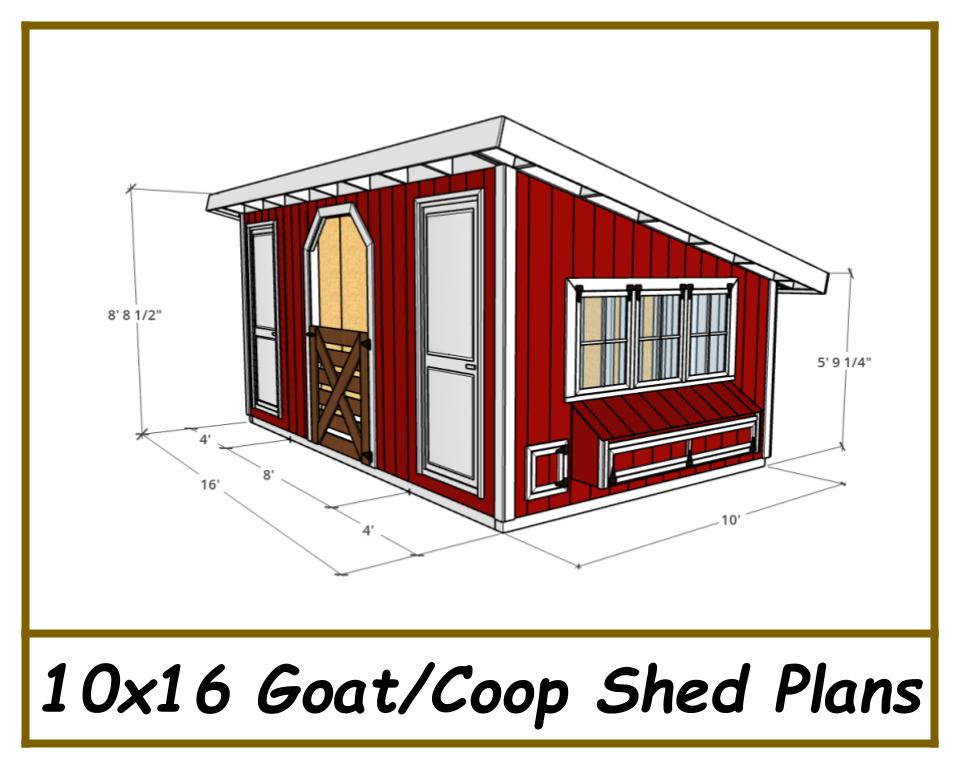 10x16 Chicken & Goat Shed Plans-TriCityShedPlans